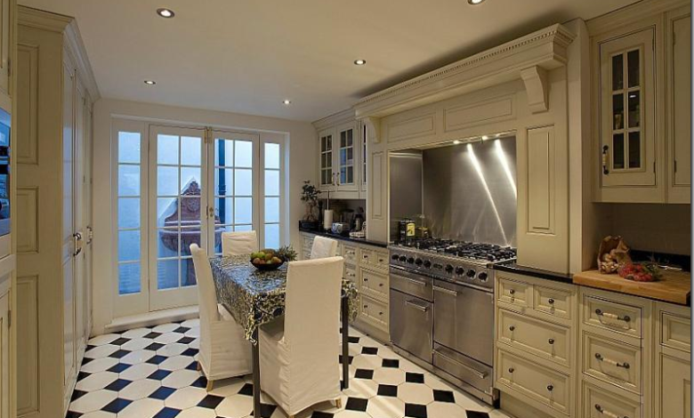 white kitchen floor tiles