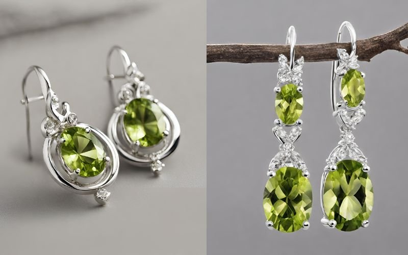 peridot earrrings, peridot gesmtone earring, silver peridot earrings