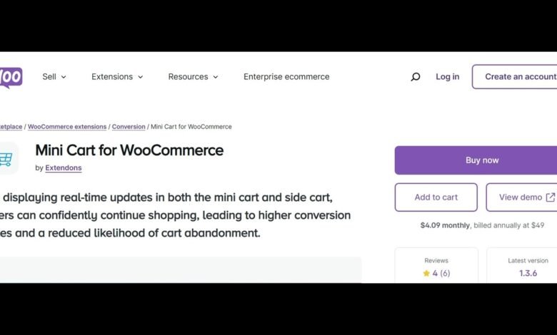 mini cart WooCommerce