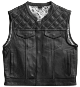 Ebony Quilted Men Leather Biker Vest
